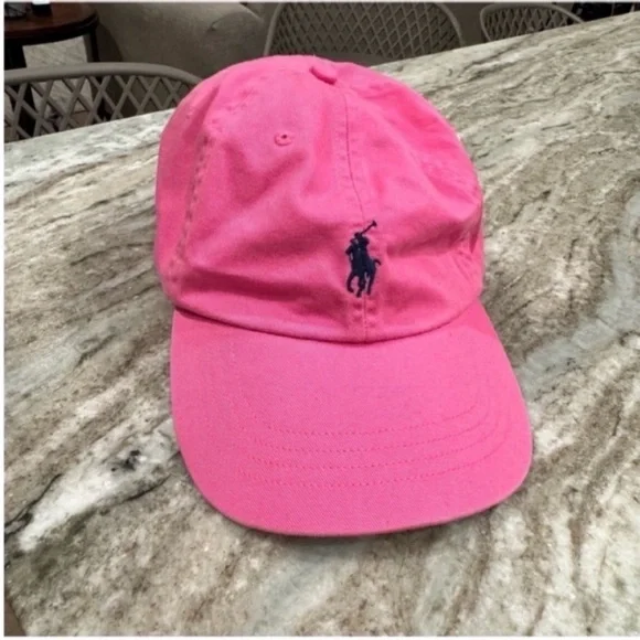 Ralph Lauren Vibrant Pink Cap with Navy Logo - Picture 5 of 10